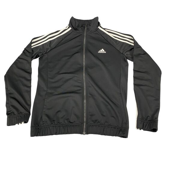 adidas Track Jacket Womens Medium Black Polyester Logo Long Sleeve Full Zipper - Picture 10 of 16